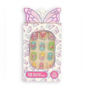 Kids Pre-Glued Nails in Pink Rainbows & Bows designs by Superstar